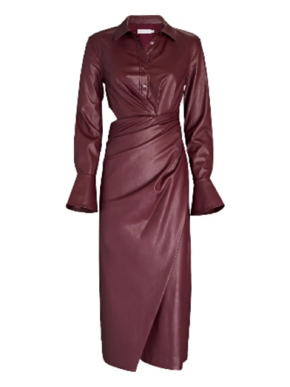 NWT Mara Draped Vegan Leather Midi Dress size 0